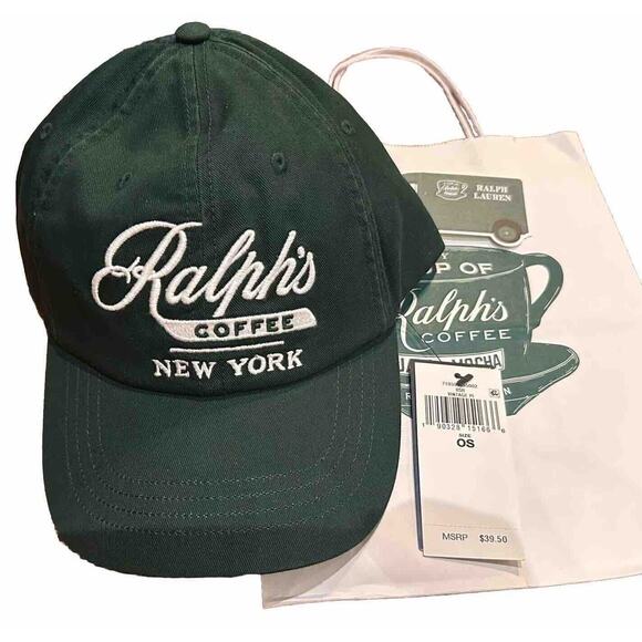 Polo Ralph Lauren Hat Green Ralph's Coffee New York Ball Cap Baseball Hat - Picture 2 of 13